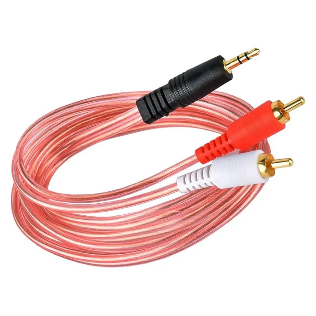 CABLE (2)RCA X 1/8"  5M TRANSPARENT