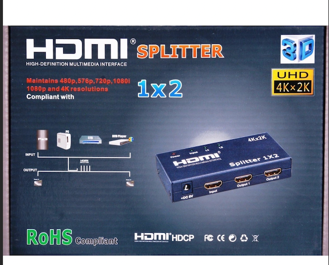 HDMI Splitter 1in/2out 